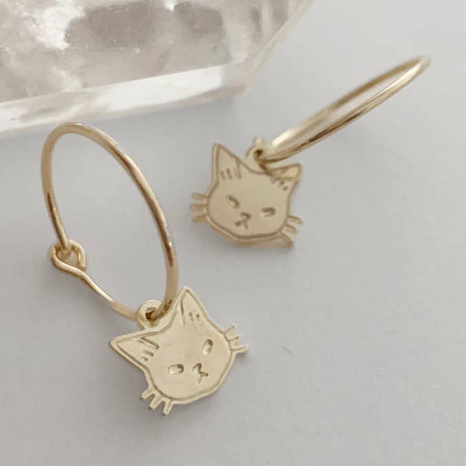 Magic Charm Cat Hoops for wholesale by Honeycat Jewelry