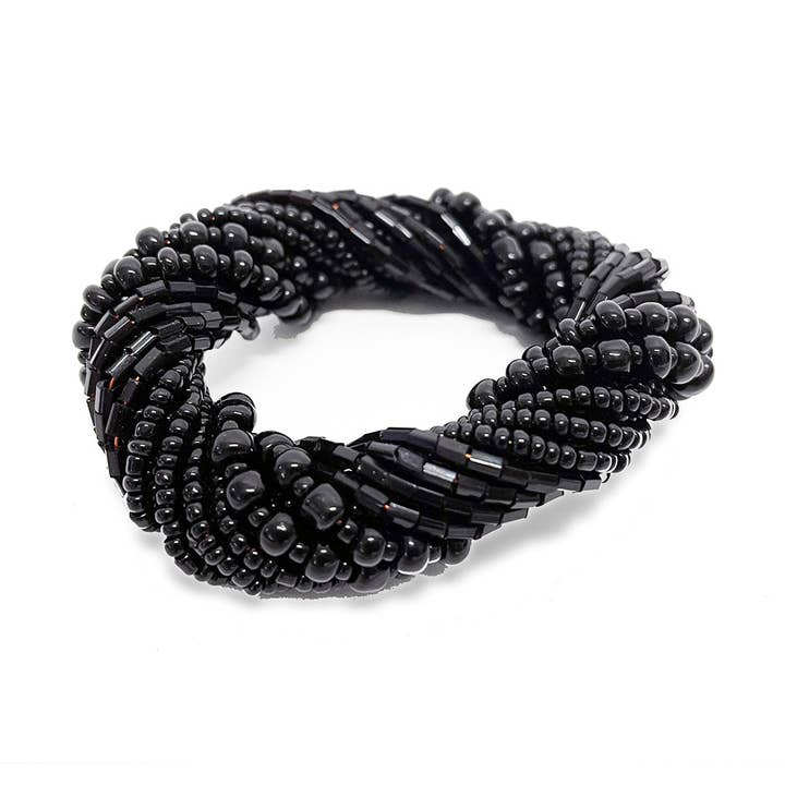 The Beaded Napkin Ring - Black for wholesale by Bazar Bizar Living