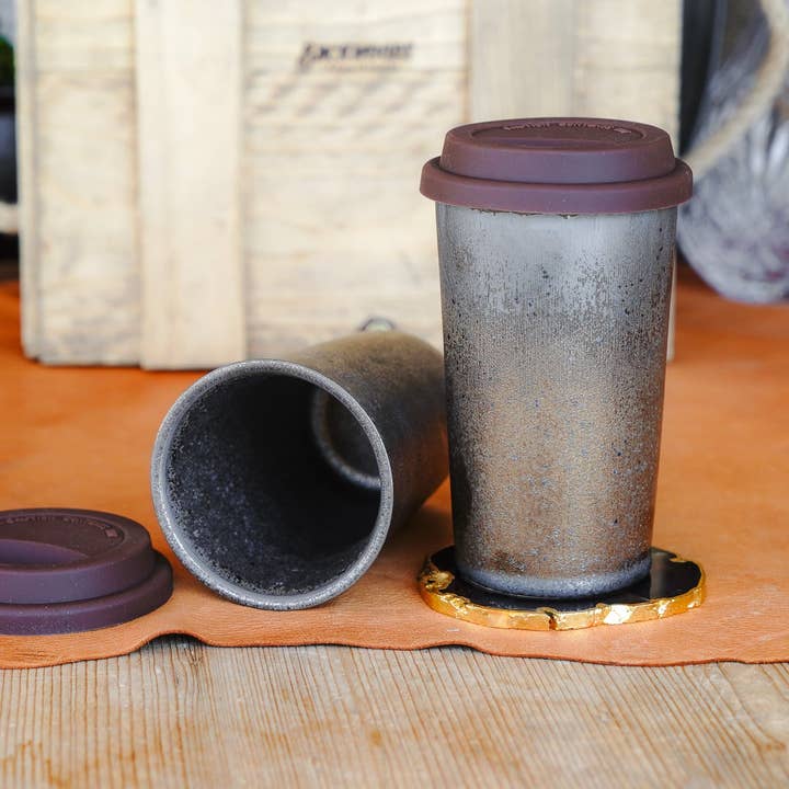 Industrial Travel Cup with Silicone Lid for wholesale by Backwoods Provisions