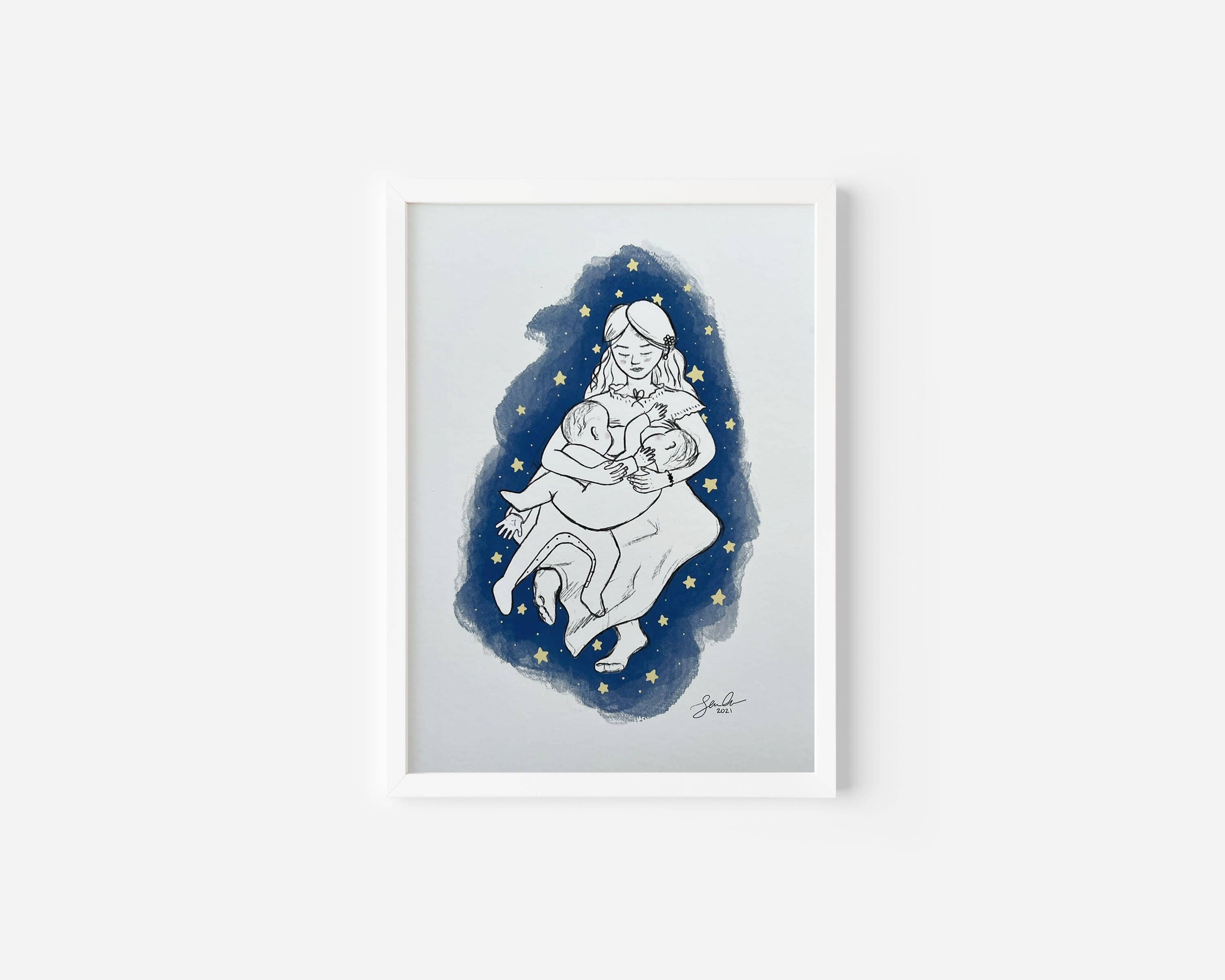 Georgina Doodles – wholesale Art print – Tandem Breastfeeding Art Print | Motherhood & Normalization3
