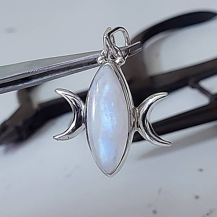 Crystal Earth Sterling - Wholesale Individual Charm/Pendant - Marquee Goddess Sterling Pendant - Moonstone1
