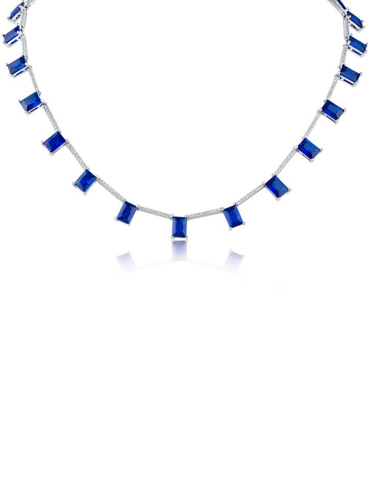 Collar de zafiro azul con circonita cúbica para venta al por mayor de CZ by Kenneth Jay Lane