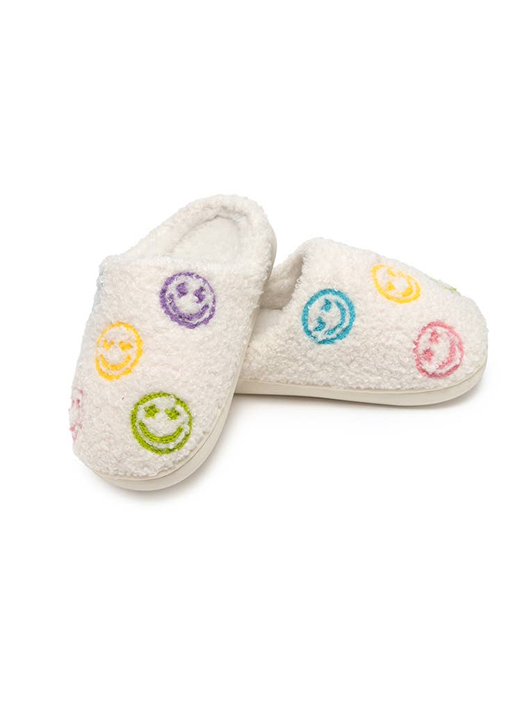 Living Royal - Wholesale Slippers - Kids - Indoor / Outdoor Slippers - Kids - Happy Faces - White2