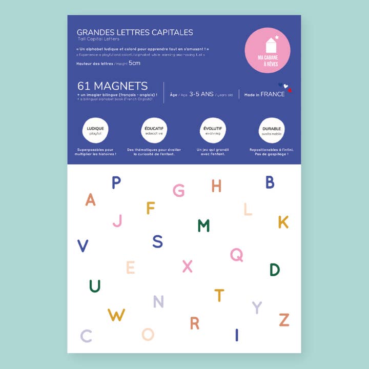 Ma Cabane à Rêves - Wholesale Magnet - Kids & Baby - Magnetic Alphabet - 61 Large Capital Letters8