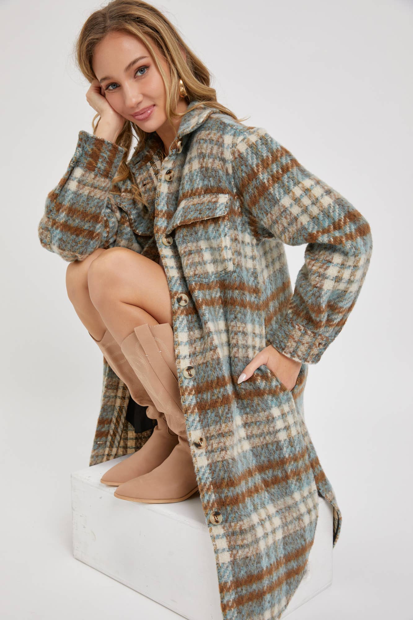 Sweet Lovely by Jen – Engroshandel Skjortejakke/shacket – til kvinder – SW1571 PLAID COAT/SHACKET19