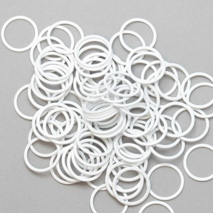Rings in White Dyeable Steel - Multiple Sizes for wholesale by Allied Trimmings