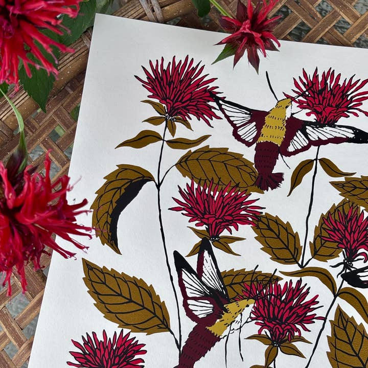 Needlebone, LLC - Wholesale Art Print - Bee Balm - 14x11 Print4