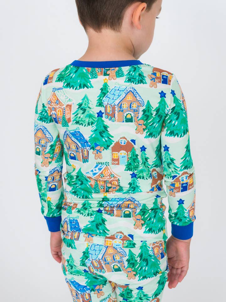 SoftSnooze™ Kids Bamboo Viscose Blue Jolly Gingerbread Long Sleeve Pajama Set
 for wholesale on Faire3