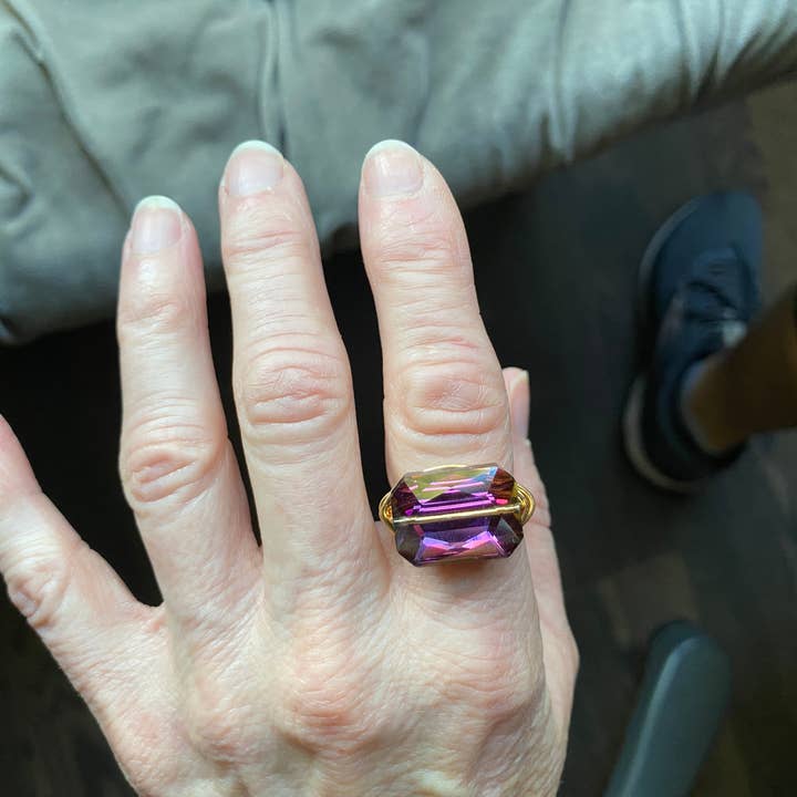 Marble Designs Jewelry – Anel de cocktail/declaração por atacado – Crystal Ring Cocktail Statement Fio Prata Envolvido5