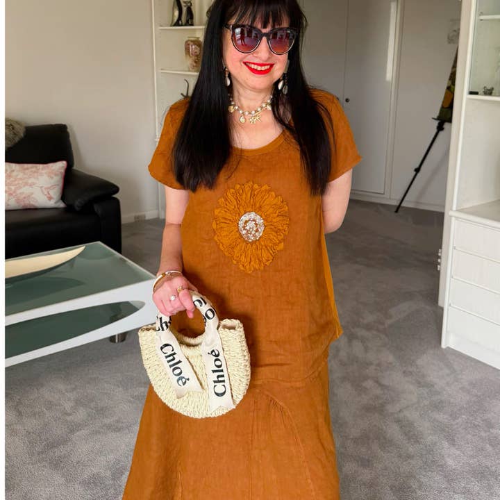 VeraMay - Wholesale Skirt – Women’s - 6722 Inca Gold Vera May Italian Linen Skirt6