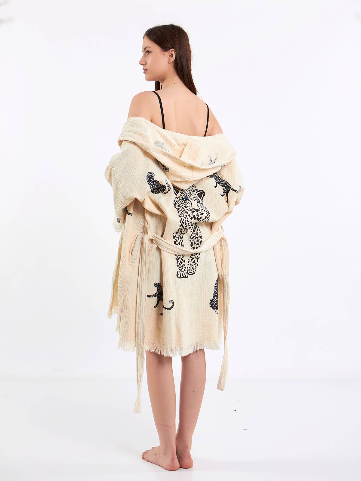 Yaz Concepts - Wholesale Kimono - Women's - White Leopard Print Short Robe Animal Print Clothing Kimono 17