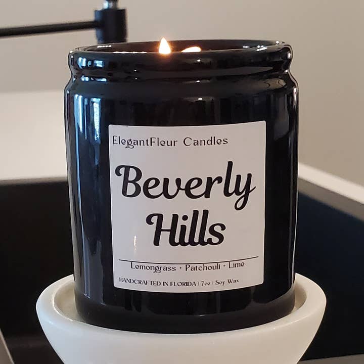 Beverly Hills | Soy Wax Candle | Black Farmhouse Jar Candle for wholesale by ElegantFleur Boutique
