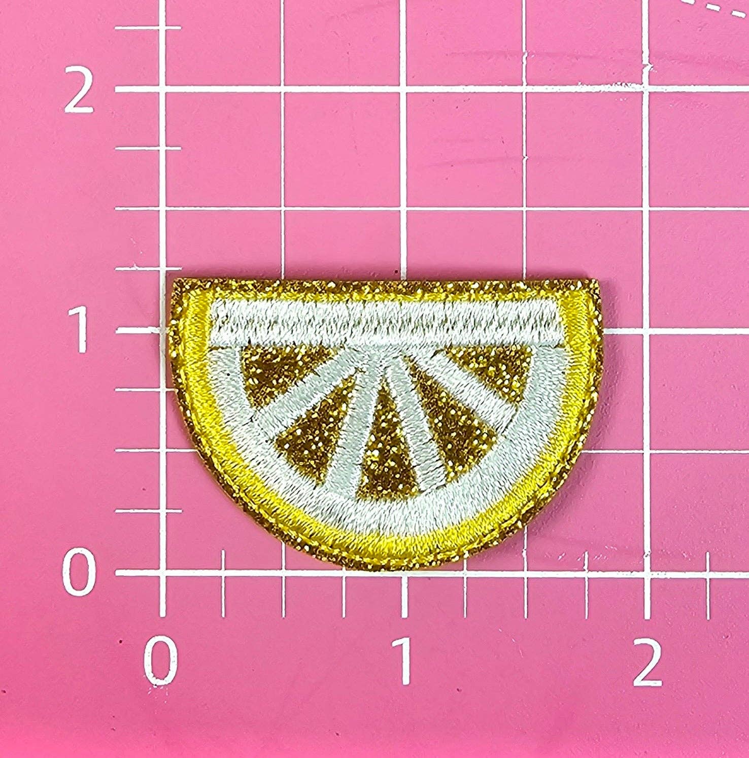 Scratch Decor - Wholesale Patch - Lemon Wedge Slice Embroidery on Glitter Iron On Patch1