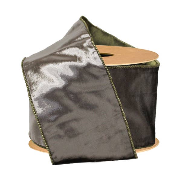 4" Wired Premium Velvet Ribbon w/ Tissue Back | Platinum/Gold | 10 Yard Roll
for wholesale by LA Ribbons Wholesale