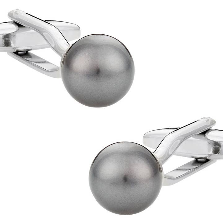 Cuff-Daddy - Wholesale Cufflinks - Swarovski Crystal Dark Gray Pearl Cufflinks