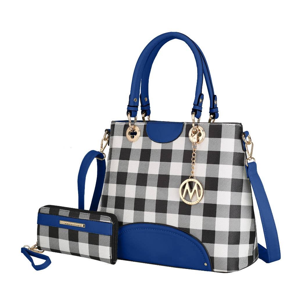 MKF Collection - Wholesale Top Handle Bag - Women's - Gabriella Checker vegan leather Handbag With Wallet by Mia K2