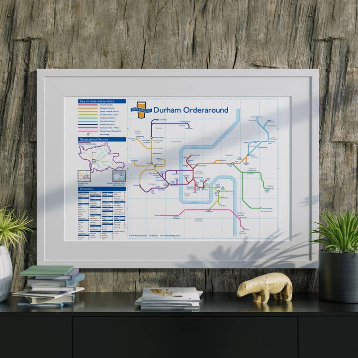 Prints With Personality – wholesale Map – London Underground-style pub map: Durham, County Durham, UK