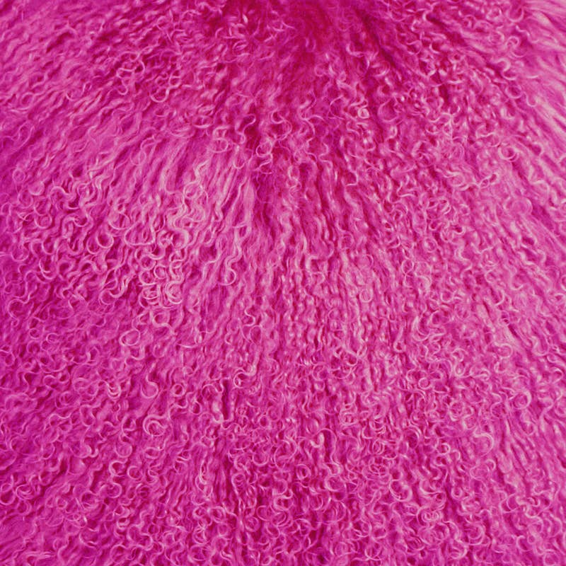 Pillow Decor - Wholesale Throw/Decorative Pillow - 18" x 18" Hot Magenta Pink Mongolian Sheepskin Pillow1
