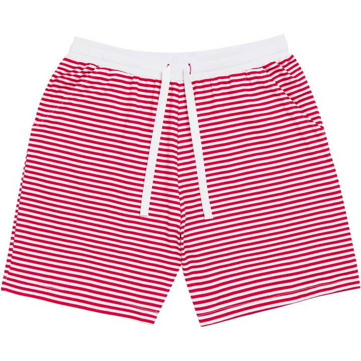 Men's Red Stripe Jersey Sleep Shorts for wholesale by Sant and Abel
