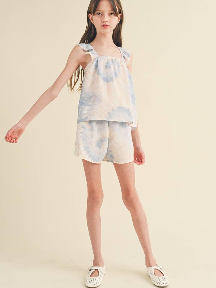 heart and arrow - Wholesale Top & Short Set - Kids - TWEEN KIDS GIRLS RUFFLE SLEEVE SHORTS SET (7-14)