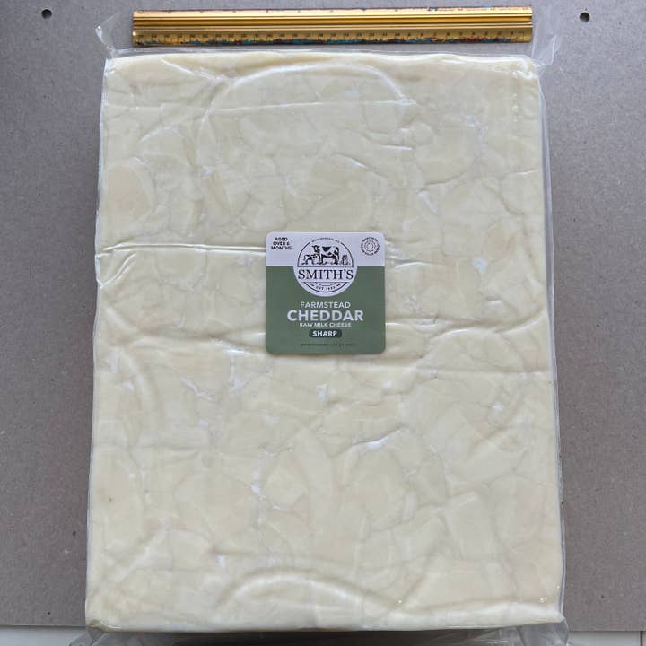 Sharp Cheddar 20 Lb. Block, raw milk for wholesale by Smith's Country Cheese