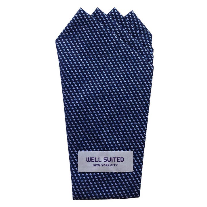 Blue Pattern 4 point Pocket Square for wholesale by Well Suited NYC