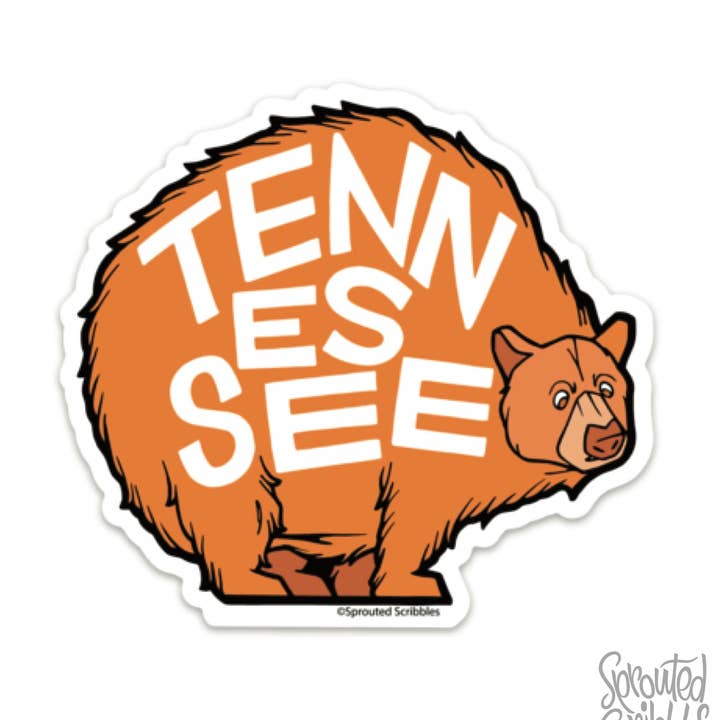 Autocollant Ours du Tennessee | Orange | Décalcomanie en vinyle imperméable pour la vente par Sprouted Scribbles