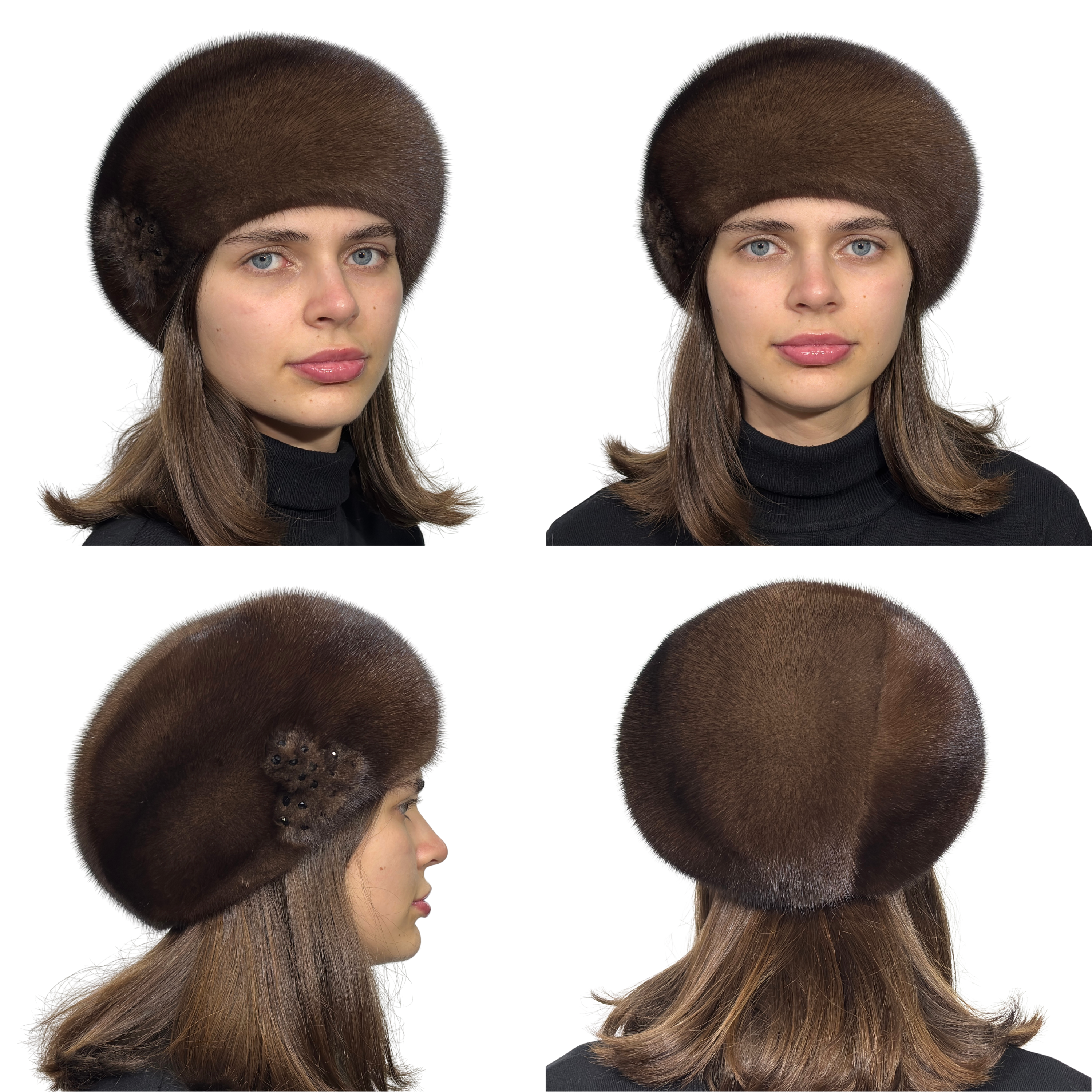 FurStyleUa – wholesale Basker - Dam – Damernas pälsbasker vinter äkta päls hatt stil minkbasker7