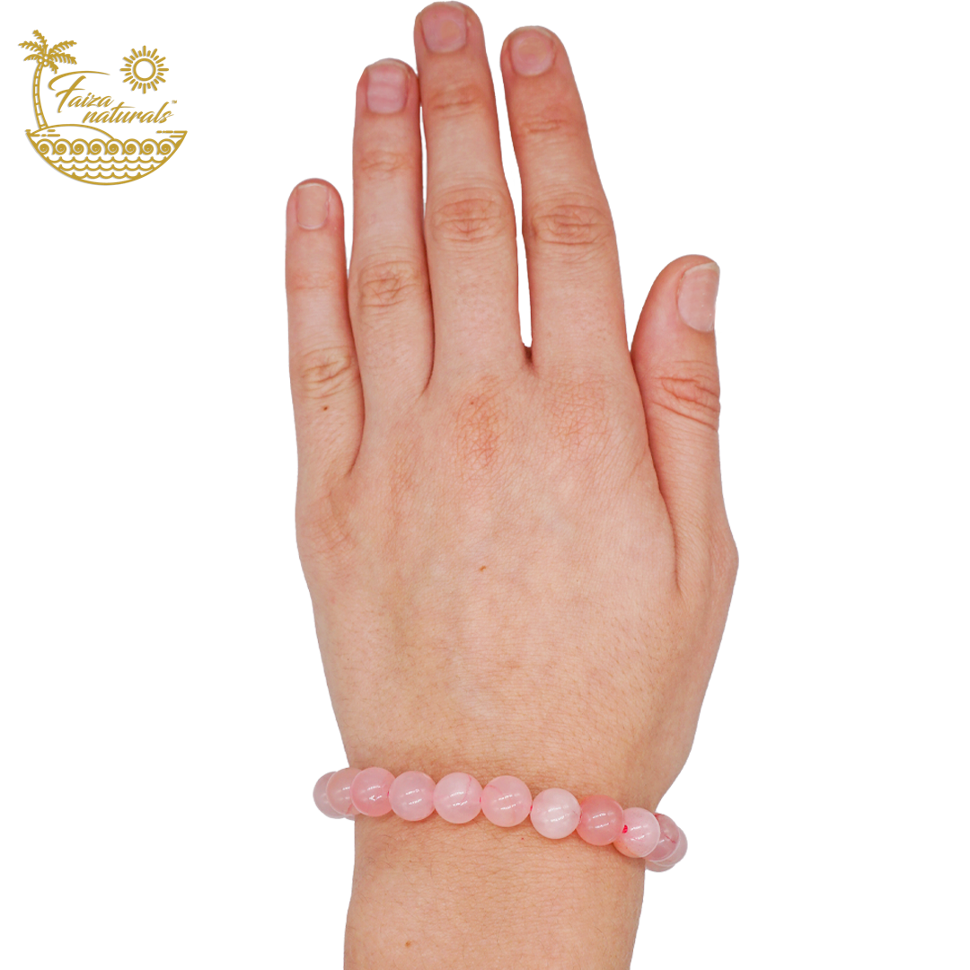 Faiza Naturals – wholesale Pärlarmband – Armband med rosenkvarts i 8 mm handpolerade kristaller3