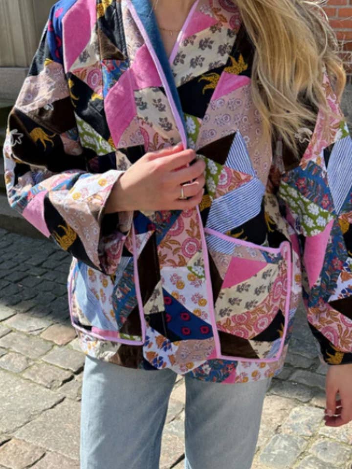 Mult Unique bohemian Patchwork quilted jacket for wholesale on Faire