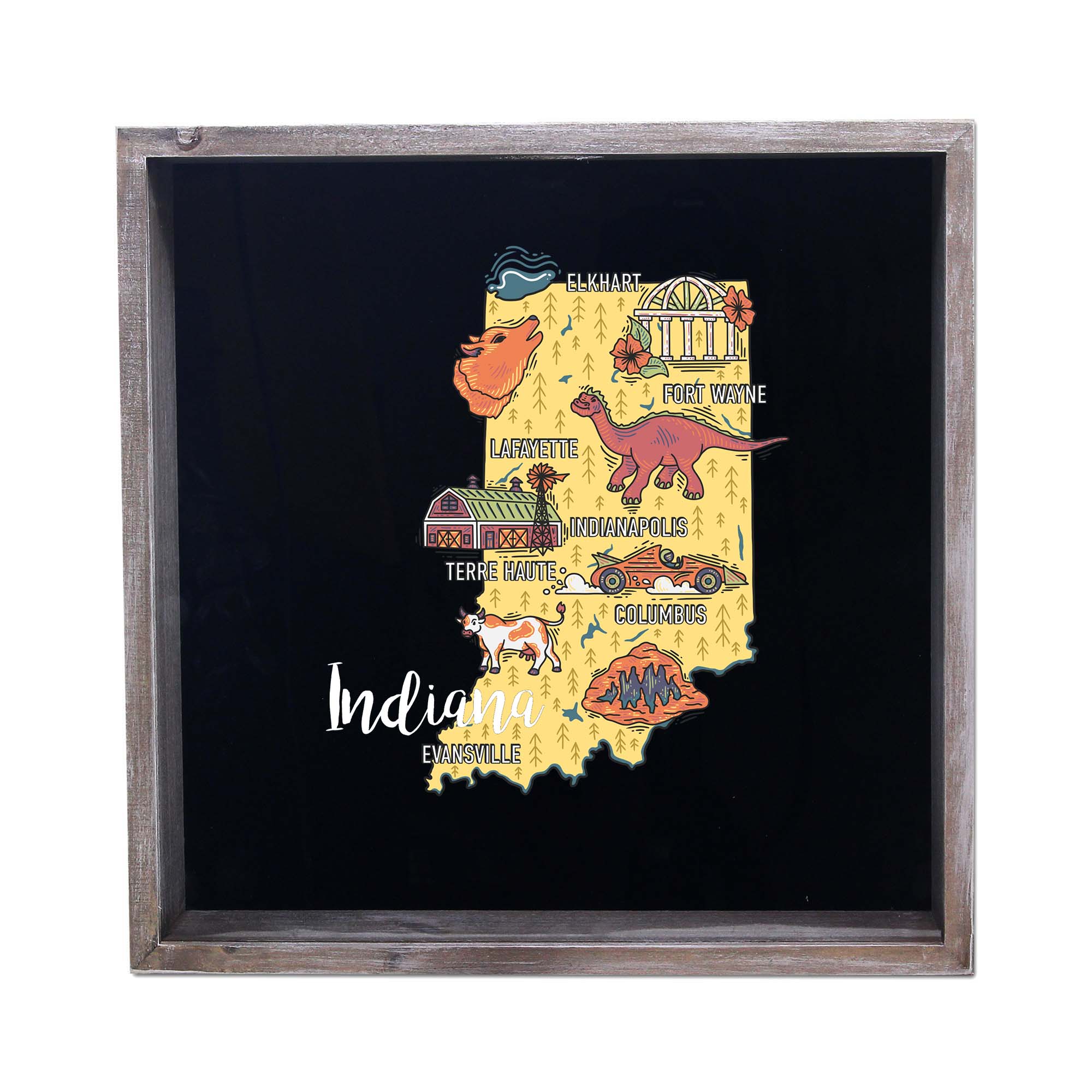 Torched Products - Wholesale Sign - State Map Design Shadow Box - Gray12