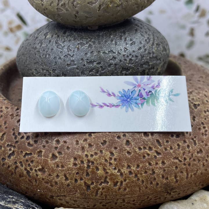 Baby Blue Glass Star Studs for wholesale by Only Once Originals