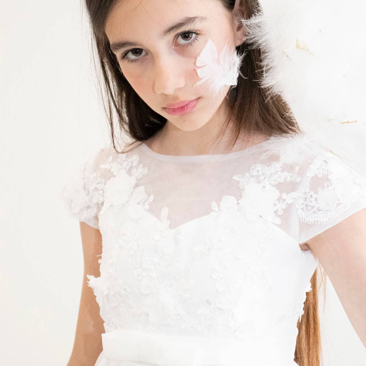 Yuko B - Wholesale Dress - Kids - JEANNE girl's dress - White5