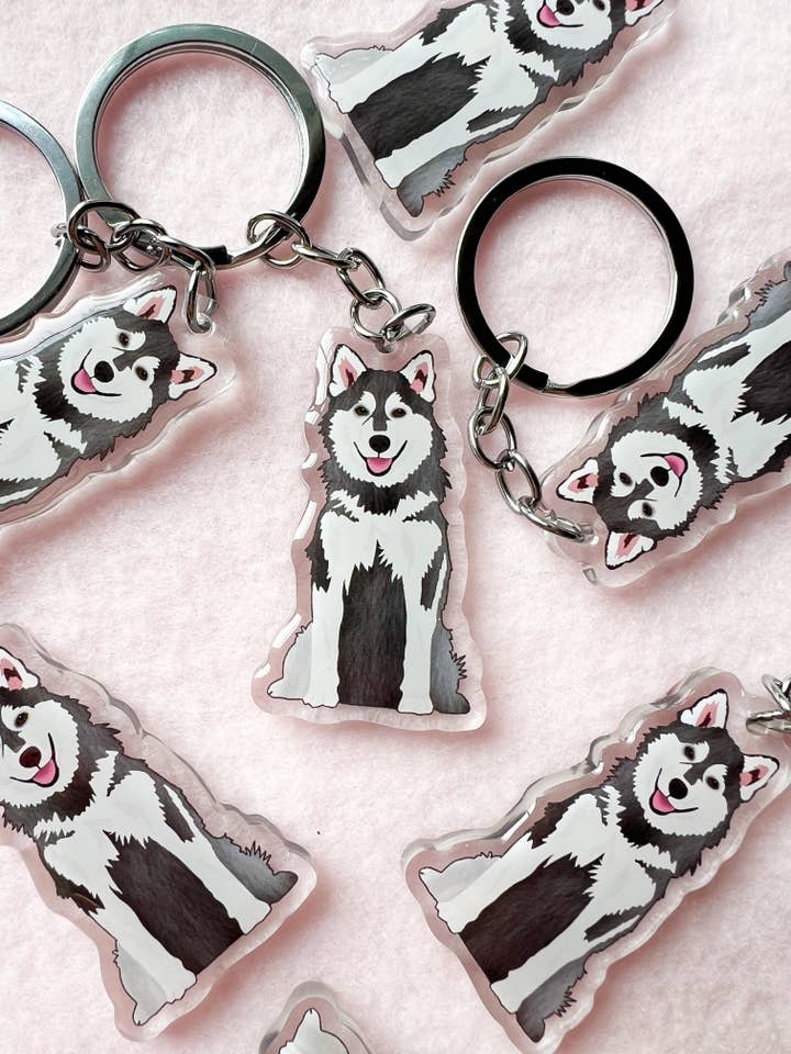 Pomsky, Alaskan Klee Kai Keychain for wholesale by Our Cheery Corner