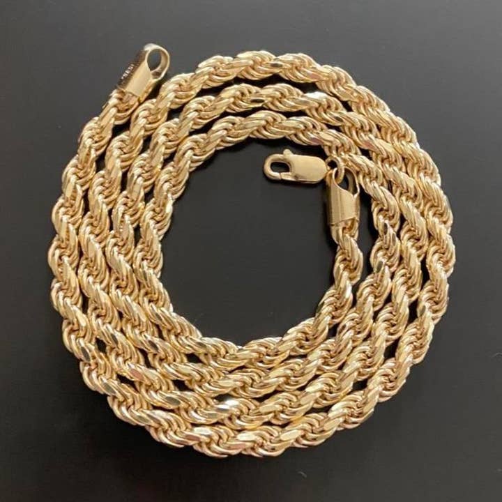 14k Gold Vermeil Rope Chain 24in 5mm for wholesale by Prestige Jewelry