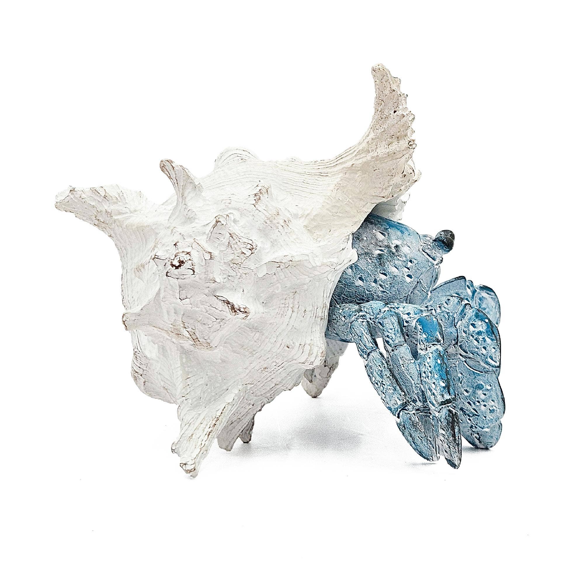 A&B Home Group Inc. - Wholesale Decorative Tabletop Object - 7.3x7x5.7" Lifelike Blue Hermit Crab Figurine w/ White Shell7
