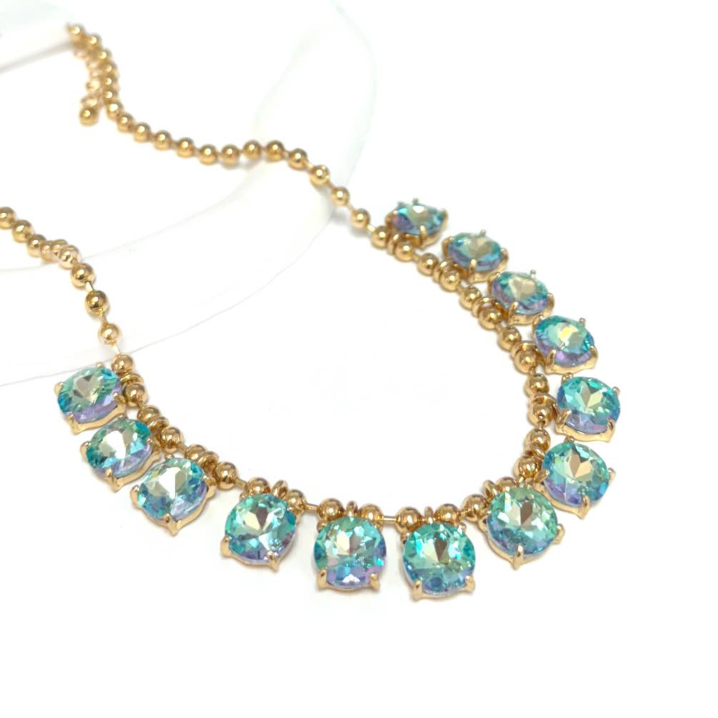 StarryNYC - Wholesale Beaded/Pearl Necklace - Crystal Glass Bead Dangle Station Ball Beaded Chain Necklace24