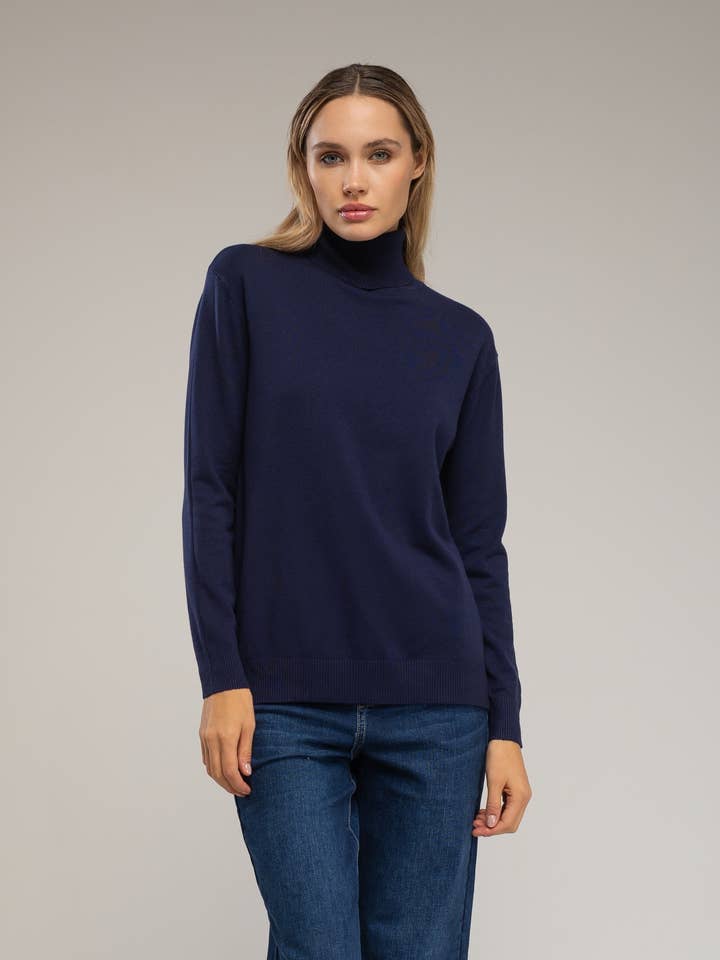 Basic fine knit turtleneck sweater for wholesale by Tantra