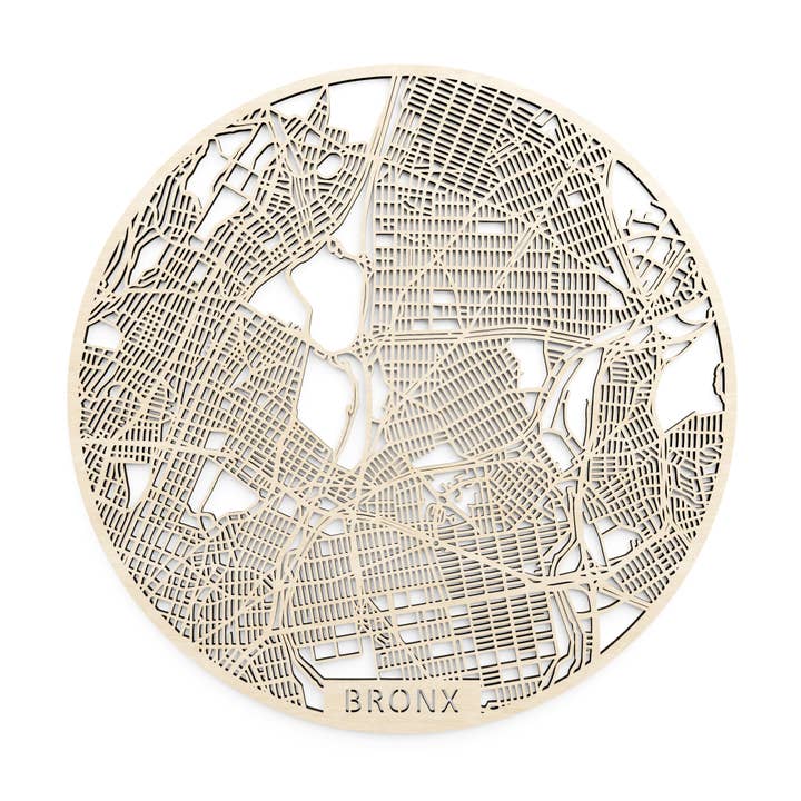 Wooden city map, USA New York Bronx for wholesale by Papurino