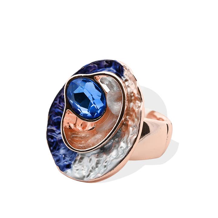 AMORINO SRL – wholesale Ring med flera stenar – ELASTISK RING EMALJERAD MED STENAR OCH KRISTALL - SW2452A378