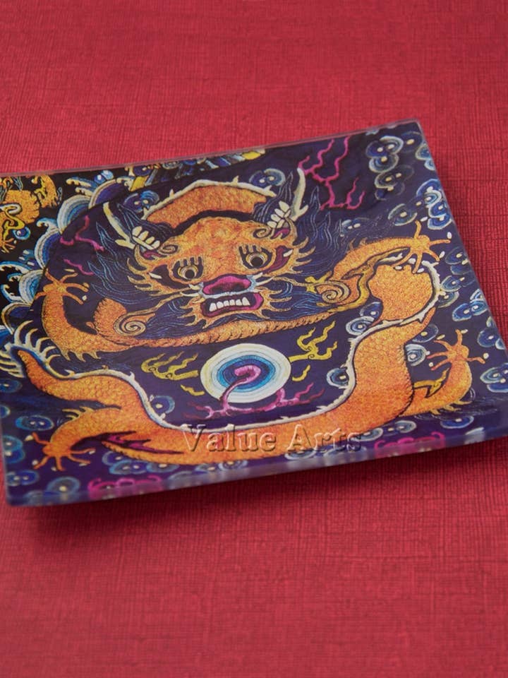 Kinesisk drake fyrkantig dekorativ skål för wholesale av Value Arts