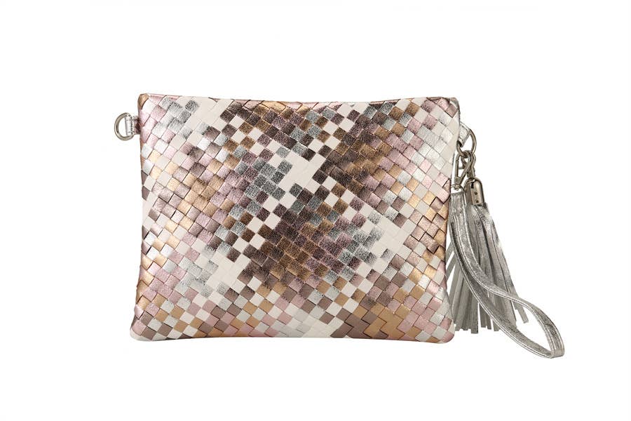 Nima Accessories Inc - Vente Pochette – femme - Pochette tissée en simili cuir multicolore pour femme1