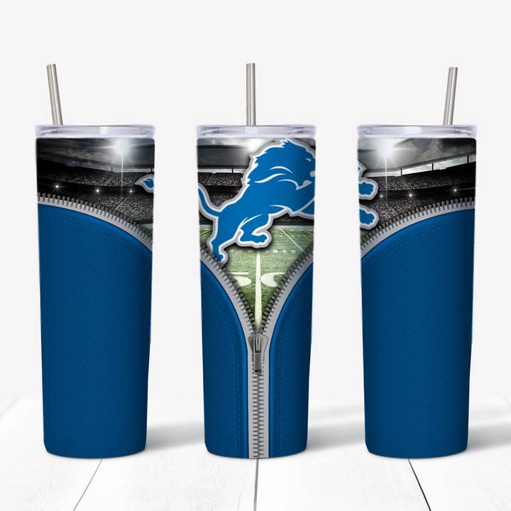 Detroit Lions Zipper 20oz Straight Tumbler Transfer for wholesale by Rustic Pineapple
