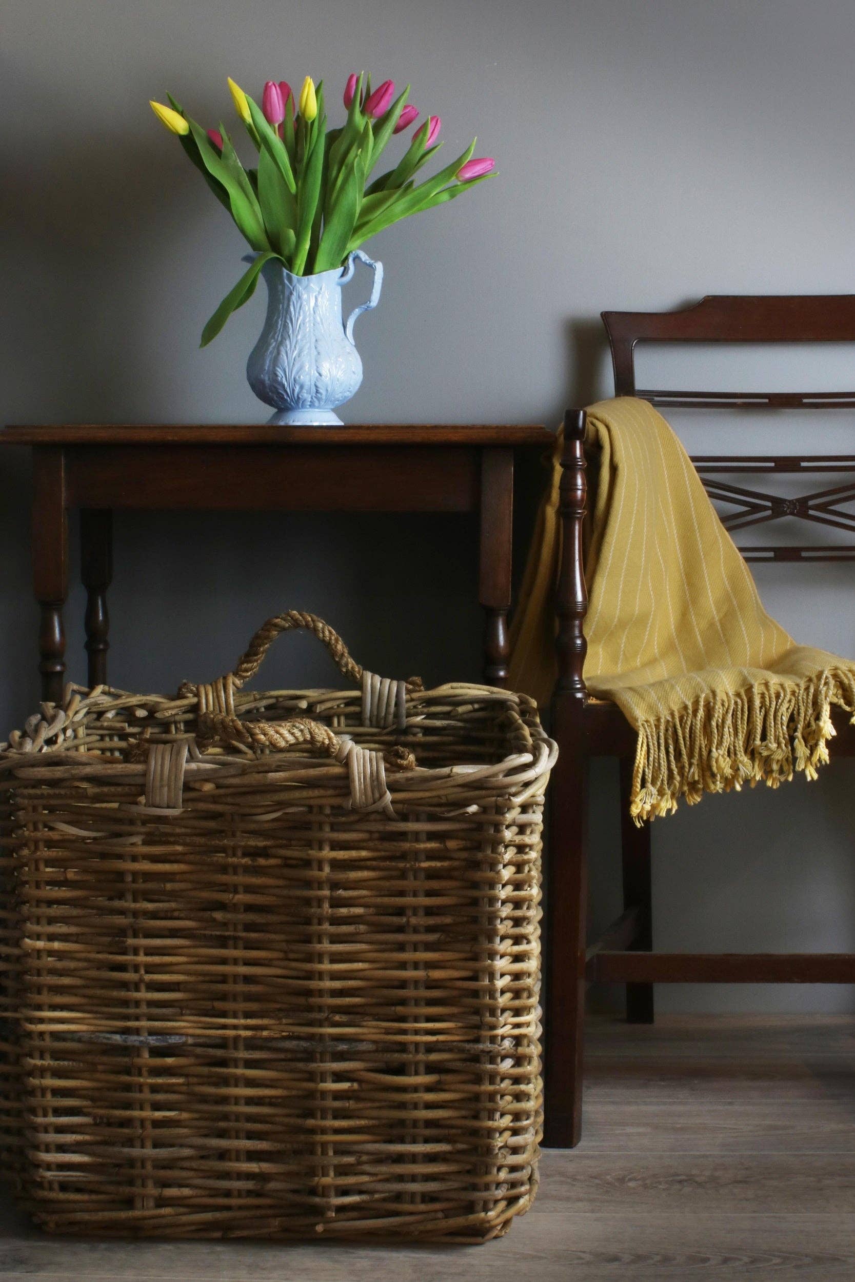 Red Hamper – wholesale Basket – Square Grey Rattan Log Basket1