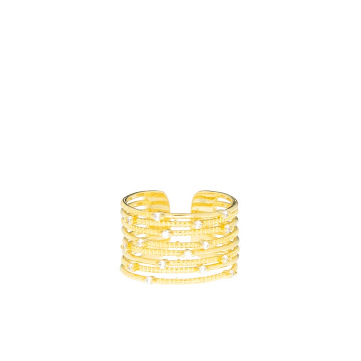 multi layer pave adjustable ring stack for wholesale by Marlyn Schiff