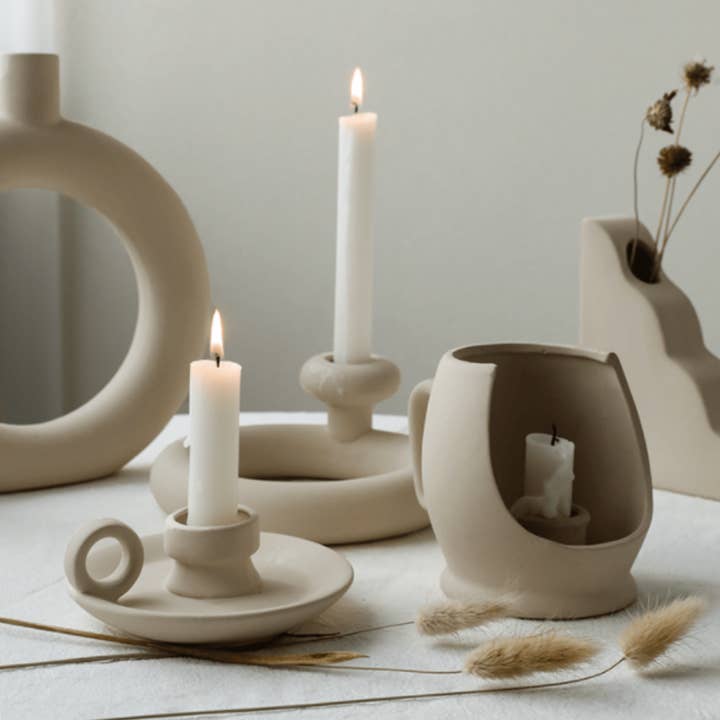 Portavelas de cerámica minimalista nórdico para venta al por mayor de IVORE.GROUP (We cover All Import duty)