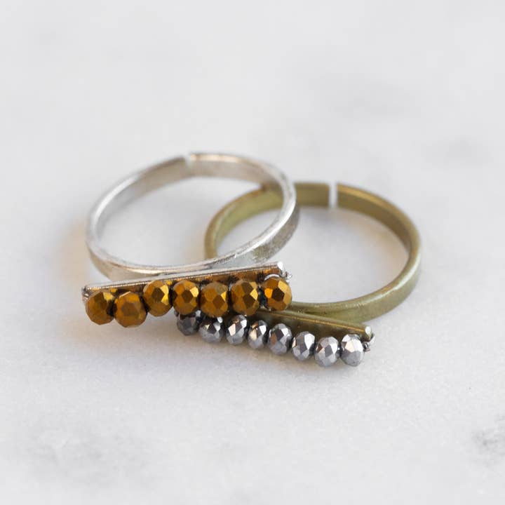 Ten Thousand Villages - Wholesale Band/Stacked Ring - * Taakat Gold Bar Silver Ring