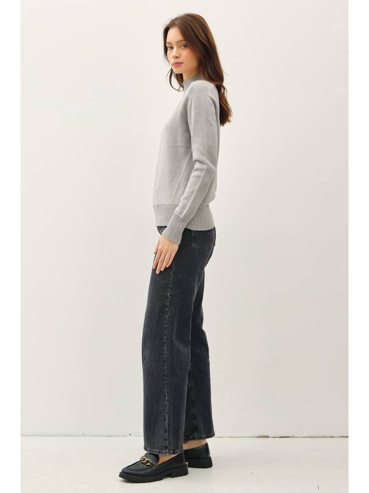 Be Cool - Wholesale Knit Sweater - Women's - CLASSIC MOCK NECK SWEATER WITH SHOULDER PANEL