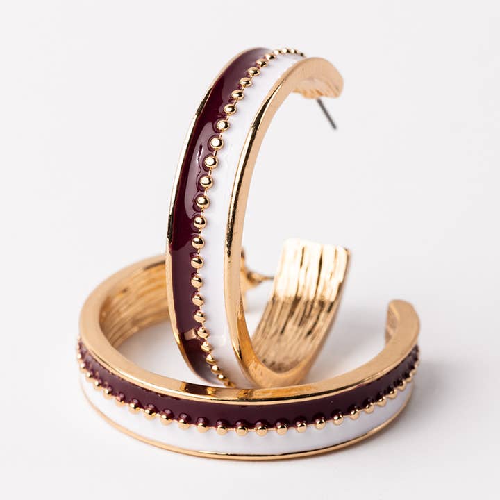 Boucles d'oreilles Meaghan Bordeaux & Blanc M pour la vente par Michelle McDowell