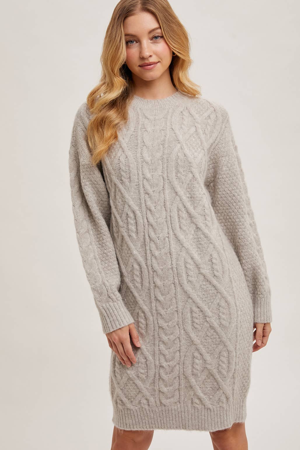 Bluivy - Wholesale Dress - Women's - CABLE KNIT SWEATER MIDI DRESS2